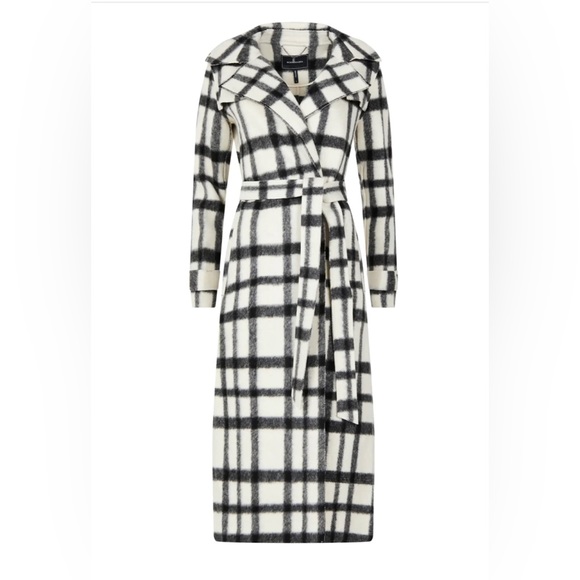 BCBG new plaid notch collar belted trench coat - Picture 1 of 3